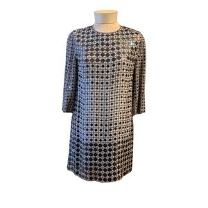French Connection Blue Gray Sequin Mini Dress 3/4 sleeves Sz 2